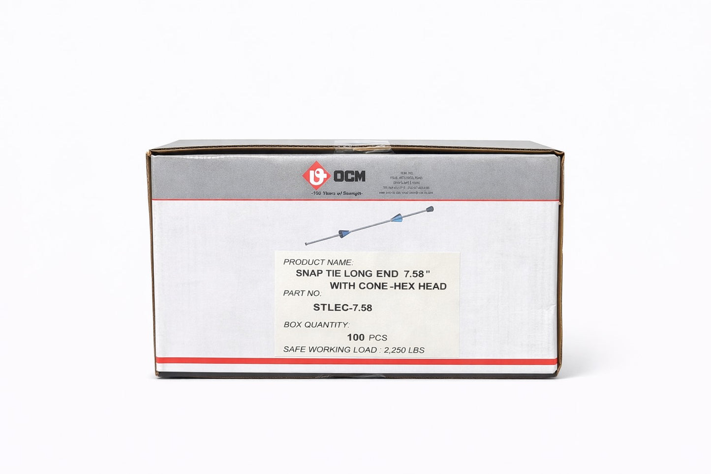 7-5/8" Long End Round Head Snap Tie w/ 1" Cone – 100 pcs/Box