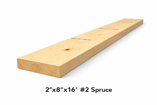 2" x 8" x 16' – #2 Spruce Lumber
