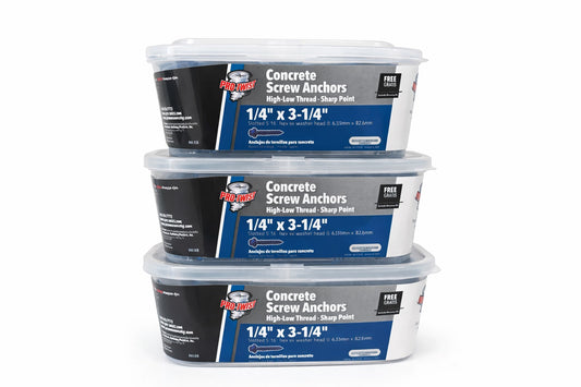 Concrete Screw Anchors 1/4" x 3-1/4" – Box of 100 pcs